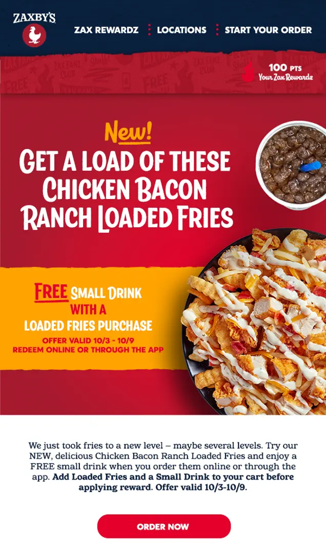 New! Get a load of these chicken bacon ranch loaded fries